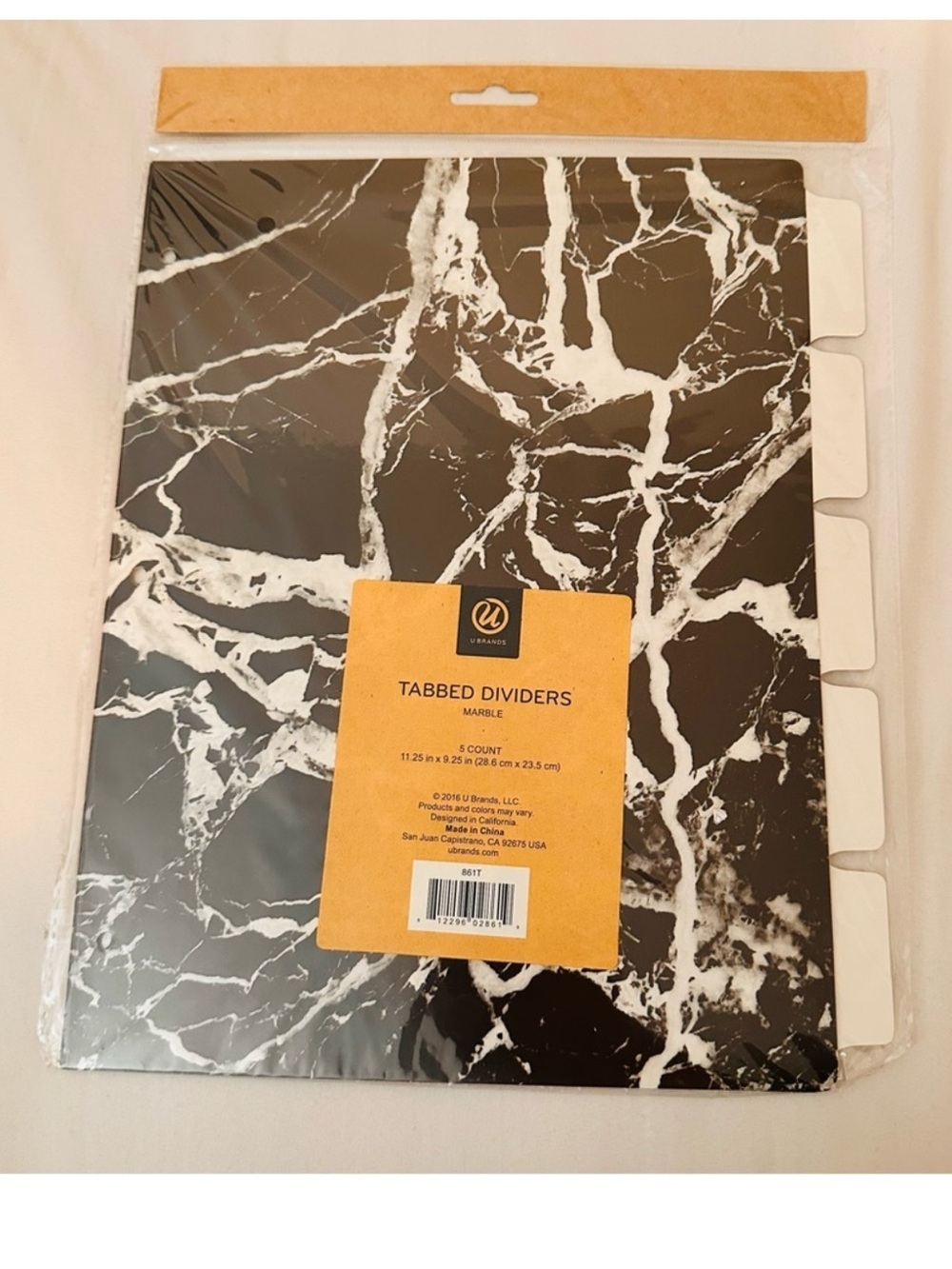 U Brands  | Dividers | Black & White Marble Print